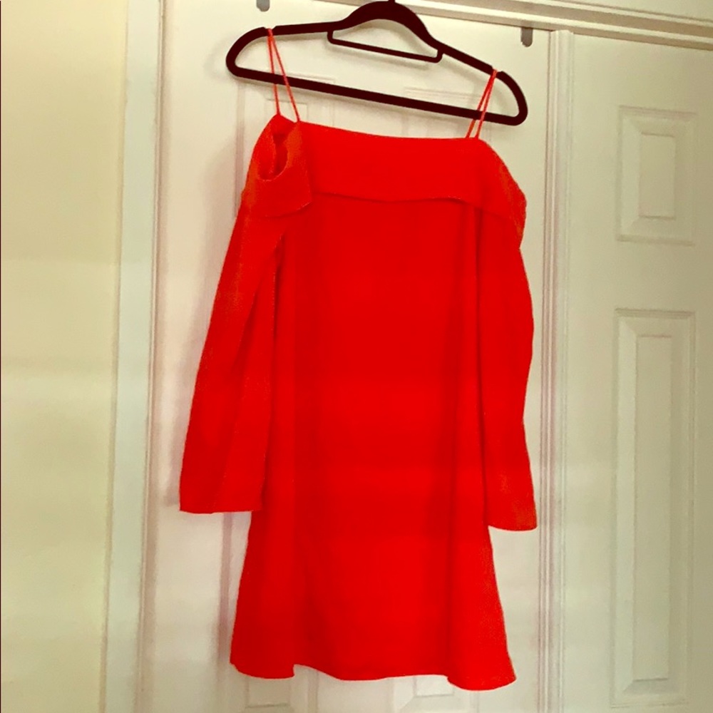 Off the shoulder flare dress with bell sleeves